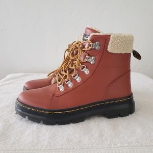 Dr.Martens orange leather lace up womens boots size 8